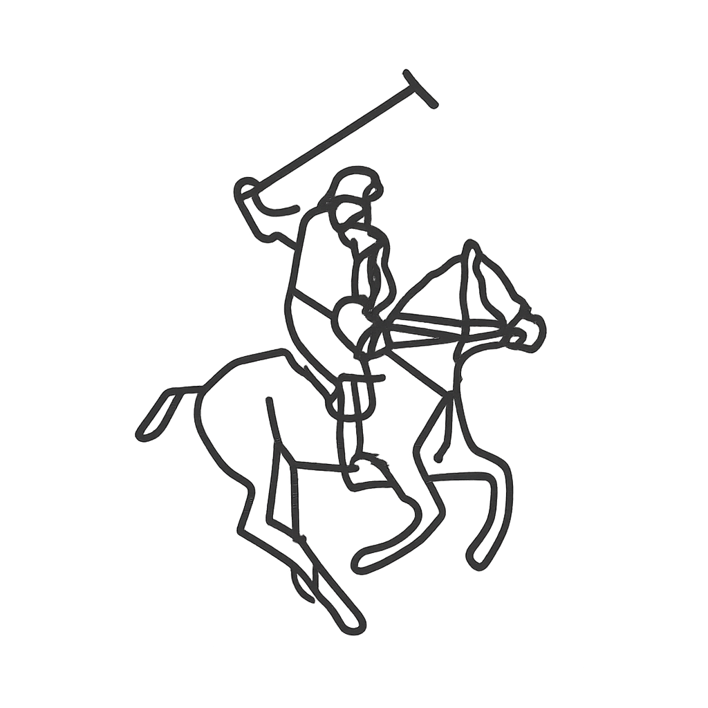 The image depicts a gray line drawing of a man on horseback, and cannot be considered "proper" in its current form as it i...